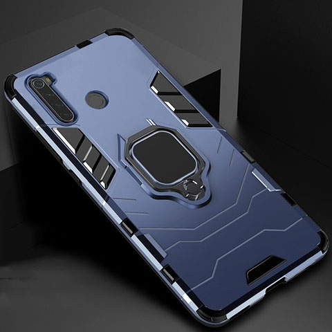 Funda Bumper Silicona y Plastico Mate Carcasa con Magnetico Soporte para Xiaomi Redmi Note 8 Azul