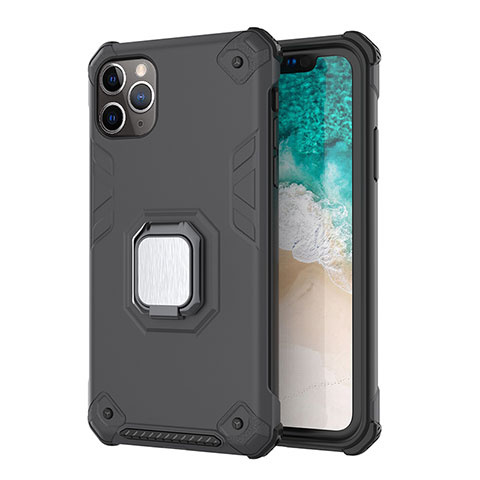 Funda Bumper Silicona y Plastico Mate Carcasa con Magnetico Soporte Z01 para Apple iPhone 11 Pro Gris