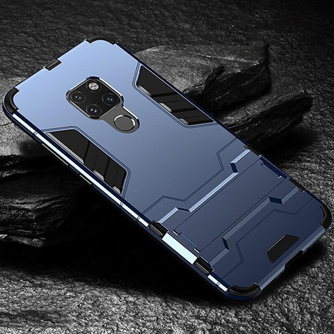 Funda Bumper Silicona y Plastico Mate Carcasa con Soporte A01 para Huawei Mate 20 Azul