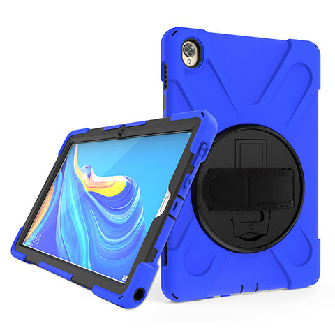 Funda Bumper Silicona y Plastico Mate Carcasa con Soporte A01 para Huawei MatePad 10.8 Azul