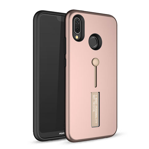 Funda Bumper Silicona y Plastico Mate Carcasa con Soporte A01 para Huawei P20 Lite Oro Rosa