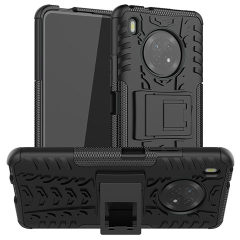 Funda Bumper Silicona y Plastico Mate Carcasa con Soporte A01 para Huawei Y9a Negro