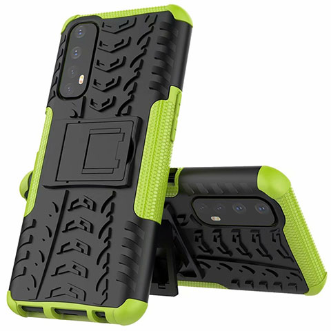 Funda Bumper Silicona y Plastico Mate Carcasa con Soporte A01 para Realme 7 Verde