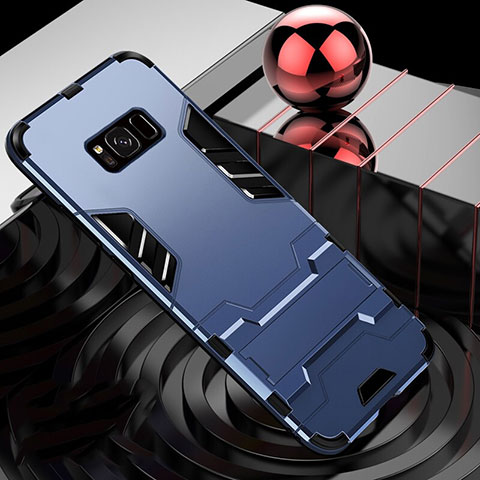 Funda Bumper Silicona y Plastico Mate Carcasa con Soporte A01 para Samsung Galaxy S8 Azul