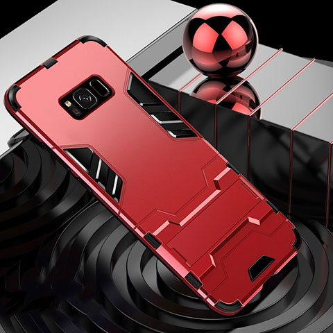 Funda Bumper Silicona y Plastico Mate Carcasa con Soporte A01 para Samsung Galaxy S8 Rojo