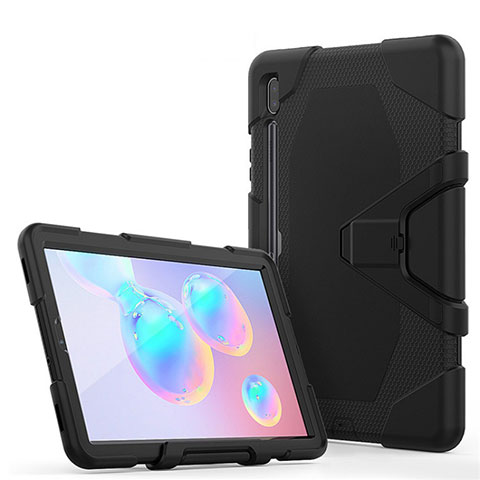 Funda Bumper Silicona y Plastico Mate Carcasa con Soporte A01 para Samsung Galaxy Tab S6 10.5 SM-T860 Negro