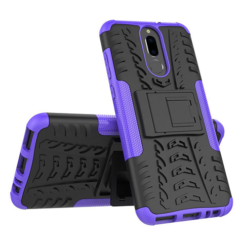 Funda Bumper Silicona y Plastico Mate Carcasa con Soporte A02 para Huawei Mate 10 Lite Morado