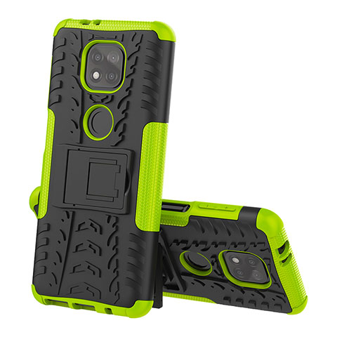 Funda Bumper Silicona y Plastico Mate Carcasa con Soporte A02 para Motorola Moto G Power (2021) Verde