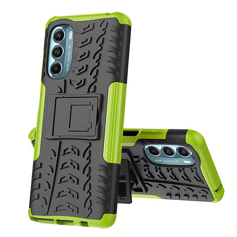 Funda Bumper Silicona y Plastico Mate Carcasa con Soporte A02 para Motorola Moto G Stylus (2022) 5G Verde