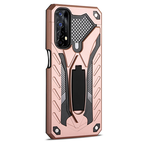 Funda Bumper Silicona y Plastico Mate Carcasa con Soporte A02 para Realme Narzo 20 Pro Oro Rosa