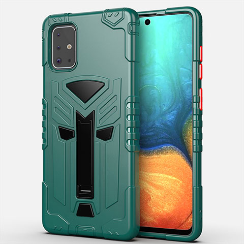 Funda Bumper Silicona y Plastico Mate Carcasa con Soporte A02 para Samsung Galaxy A71 5G Verde