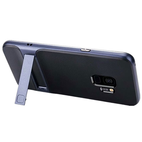 Funda Bumper Silicona y Plastico Mate Carcasa con Soporte A02 para Samsung Galaxy S9 Azul Cielo