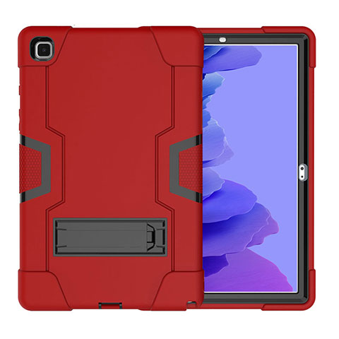 Funda Bumper Silicona y Plastico Mate Carcasa con Soporte A02 para Samsung Galaxy Tab A7 Wi-Fi 10.4 SM-T500 Rojo