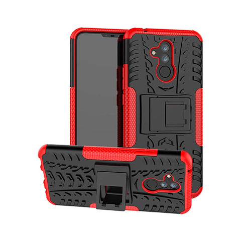 Funda Bumper Silicona y Plastico Mate Carcasa con Soporte A03 para Huawei Mate 20 Lite Rojo