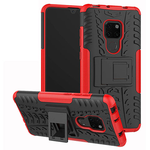 Funda Bumper Silicona y Plastico Mate Carcasa con Soporte A03 para Huawei Mate 20 Rojo