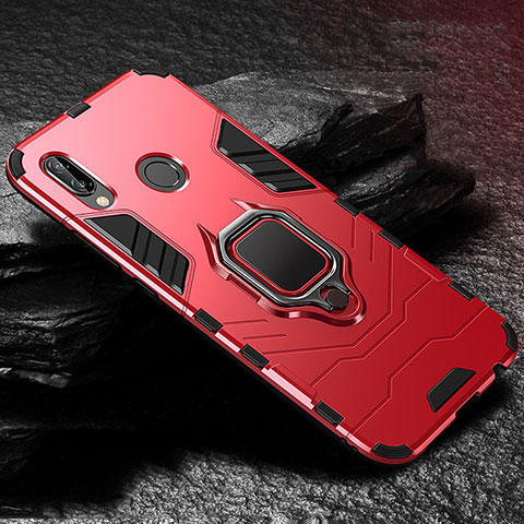 Funda Bumper Silicona y Plastico Mate Carcasa con Soporte A03 para Huawei Nova 3e Rojo