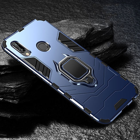 Funda Bumper Silicona y Plastico Mate Carcasa con Soporte A03 para Huawei P20 Lite Azul