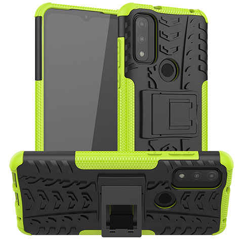 Funda Bumper Silicona y Plastico Mate Carcasa con Soporte A03 para Motorola Moto G Pure Verde