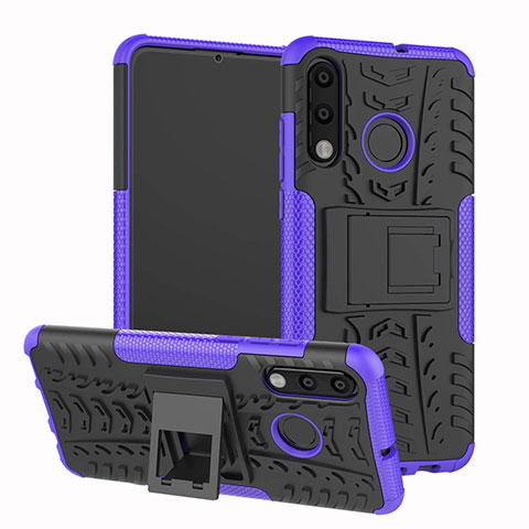 Funda Bumper Silicona y Plastico Mate Carcasa con Soporte A04 para Huawei P30 Lite Morado