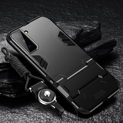 Funda Bumper Silicona y Plastico Mate Carcasa con Soporte A05 para Samsung Galaxy S21 FE 5G Negro