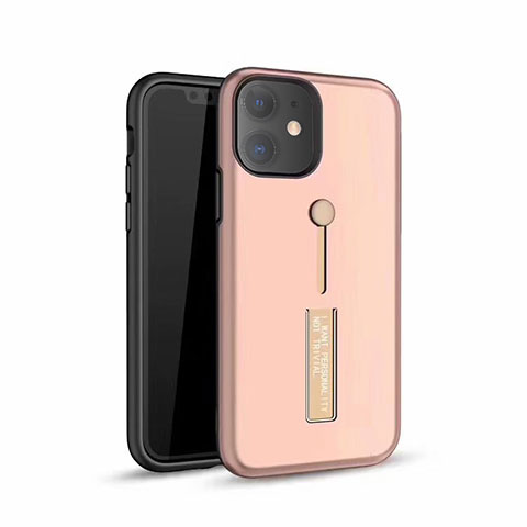 Funda Bumper Silicona y Plastico Mate Carcasa con Soporte A07 para Apple iPhone 11 Oro Rosa