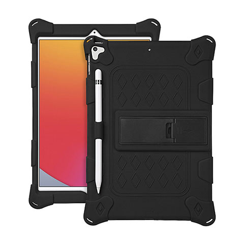 Funda Bumper Silicona y Plastico Mate Carcasa con Soporte H01 para Apple iPad Air 3 Negro