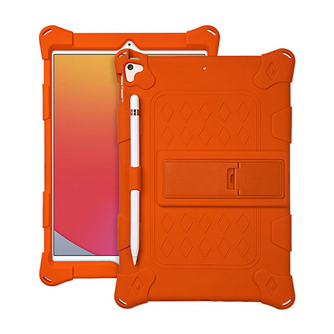 Funda Bumper Silicona y Plastico Mate Carcasa con Soporte H01 para Apple iPad Pro 10.5 Naranja