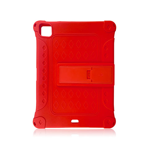 Funda Bumper Silicona y Plastico Mate Carcasa con Soporte H01 para Apple iPad Pro 11 (2020) Rojo