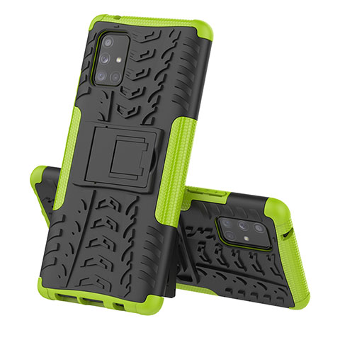 Funda Bumper Silicona y Plastico Mate Carcasa con Soporte J01X para Samsung Galaxy A71 5G Verde