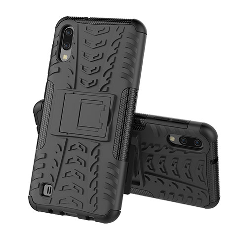 Funda Bumper Silicona y Plastico Mate Carcasa con Soporte J01X para Samsung Galaxy M10 Negro