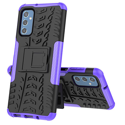 Funda Bumper Silicona y Plastico Mate Carcasa con Soporte J01X para Samsung Galaxy M52 5G Morado