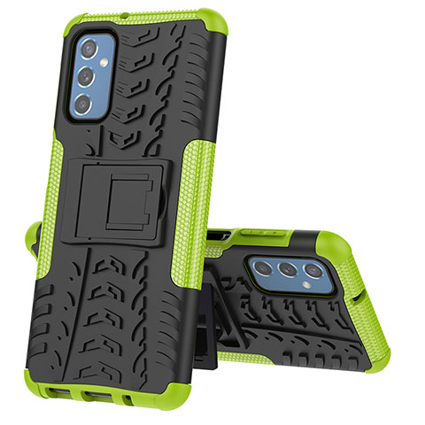 Funda Bumper Silicona y Plastico Mate Carcasa con Soporte J01X para Samsung Galaxy M52 5G Verde