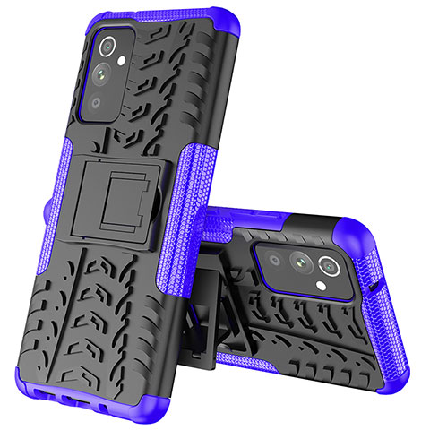 Funda Bumper Silicona y Plastico Mate Carcasa con Soporte J01X para Samsung Galaxy Quantum2 5G Morado