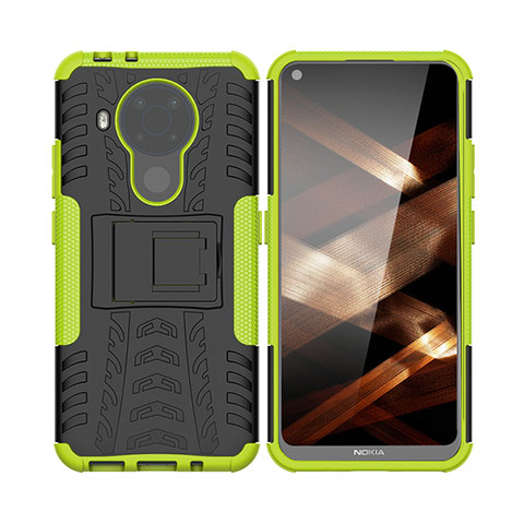 Funda Bumper Silicona y Plastico Mate Carcasa con Soporte JX1 para Nokia 5.4 Verde
