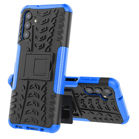 Funda Bumper Silicona y Plastico Mate Carcasa con Soporte JX1 para Samsung Galaxy A04s Azul