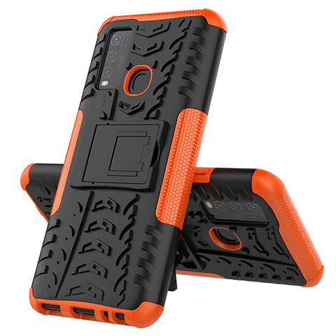 Funda Bumper Silicona y Plastico Mate Carcasa con Soporte JX1 para Vivo Y50 Naranja