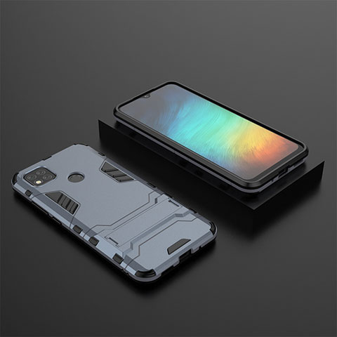 Funda Bumper Silicona y Plastico Mate Carcasa con Soporte KC1 para Xiaomi Redmi 9C NFC Azul