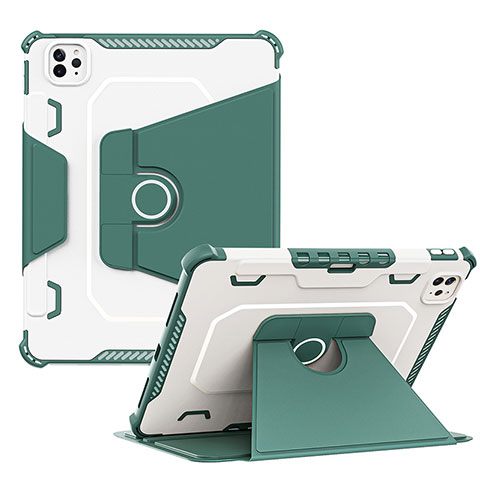 Funda Bumper Silicona y Plastico Mate Carcasa con Soporte L04 para Apple iPad Pro 11 (2020) Verde