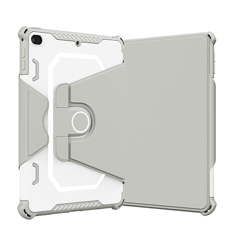 Funda Bumper Silicona y Plastico Mate Carcasa con Soporte L05 para Apple iPad Mini 4 Gris