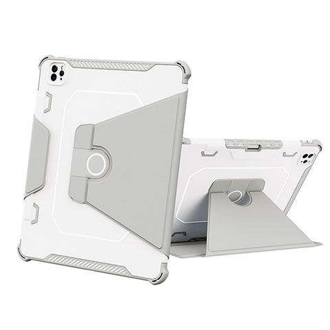 Funda Bumper Silicona y Plastico Mate Carcasa con Soporte L05 para Apple iPad Pro 12.9 (2020) Gris