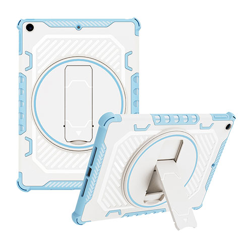 Funda Bumper Silicona y Plastico Mate Carcasa con Soporte L08 para Apple iPad 10.2 (2020) Azul