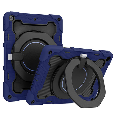 Funda Bumper Silicona y Plastico Mate Carcasa con Soporte L10 para Apple iPad 10.2 (2020) Azul