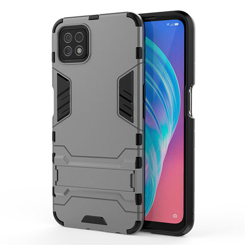 Funda Bumper Silicona y Plastico Mate Carcasa con Soporte M01 para Oppo A53 5G Gris