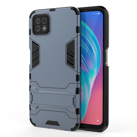 Funda Bumper Silicona y Plastico Mate Carcasa con Soporte M01 para Oppo A72 5G Azul