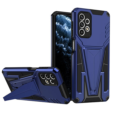 Funda Bumper Silicona y Plastico Mate Carcasa con Soporte MQ1 para Samsung Galaxy A23 5G Azul