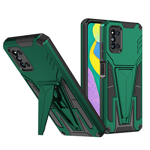 Funda Bumper Silicona y Plastico Mate Carcasa con Soporte MQ1 para Samsung Galaxy F52 5G Verde