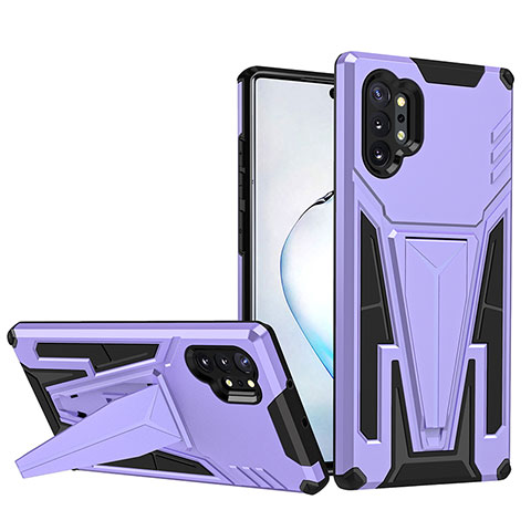 Funda Bumper Silicona y Plastico Mate Carcasa con Soporte MQ1 para Samsung Galaxy Note 10 Plus 5G Morado