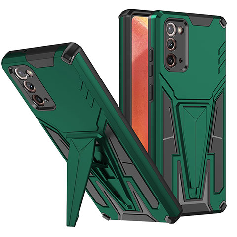 Funda Bumper Silicona y Plastico Mate Carcasa con Soporte MQ1 para Samsung Galaxy Note 20 5G Verde