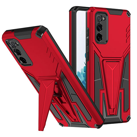 Funda Bumper Silicona y Plastico Mate Carcasa con Soporte MQ1 para Samsung Galaxy S20 Lite 5G Rojo
