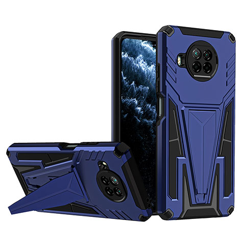 Funda Bumper Silicona y Plastico Mate Carcasa con Soporte MQ1 para Xiaomi Mi 10T Lite 5G Azul
